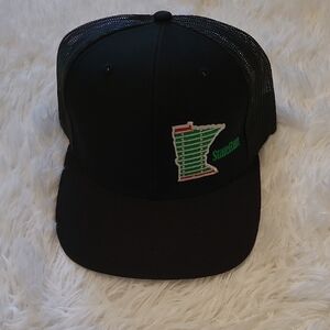 Black Snapback Hat with Green and Red Logo